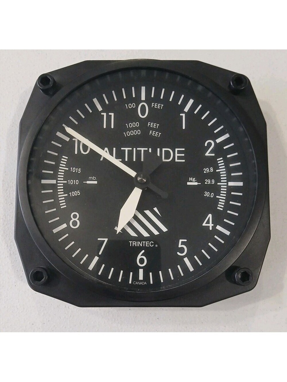 Vtg Trintec Altimeter Style Aviation Wall Clock-Aircraft Altitude Design Working